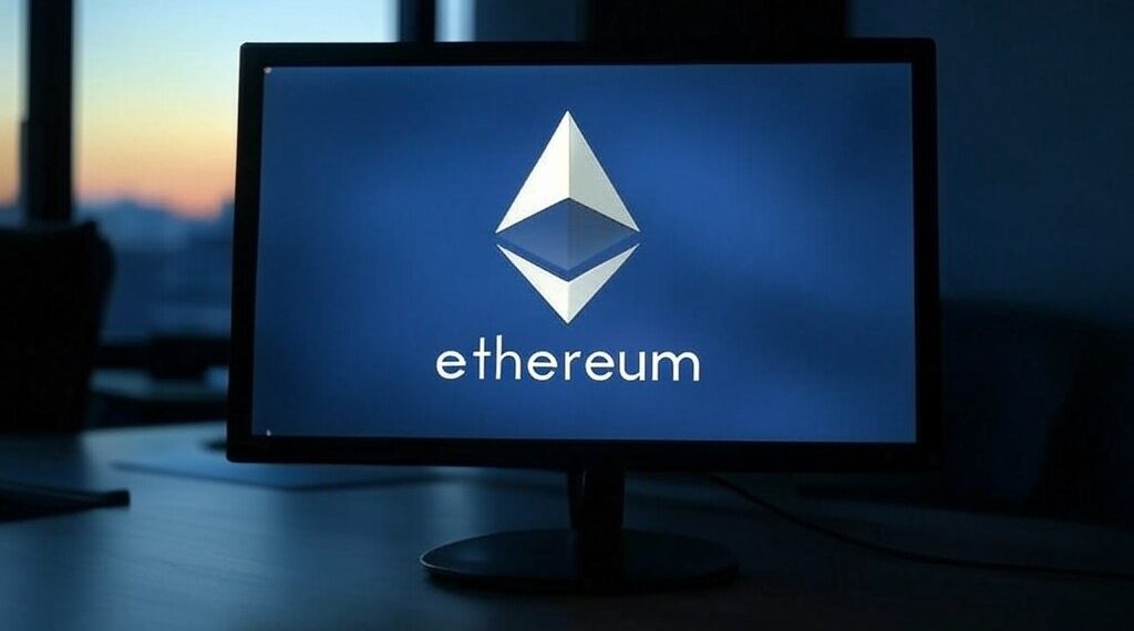 Ethereum Logo on Computer Screen